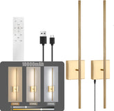 Battery Operated Wall Lights Indoor – 2 Pack USB Rechargeable LED Wall Lamps with Remote, Dimmable Gold Modern Wall Sconces